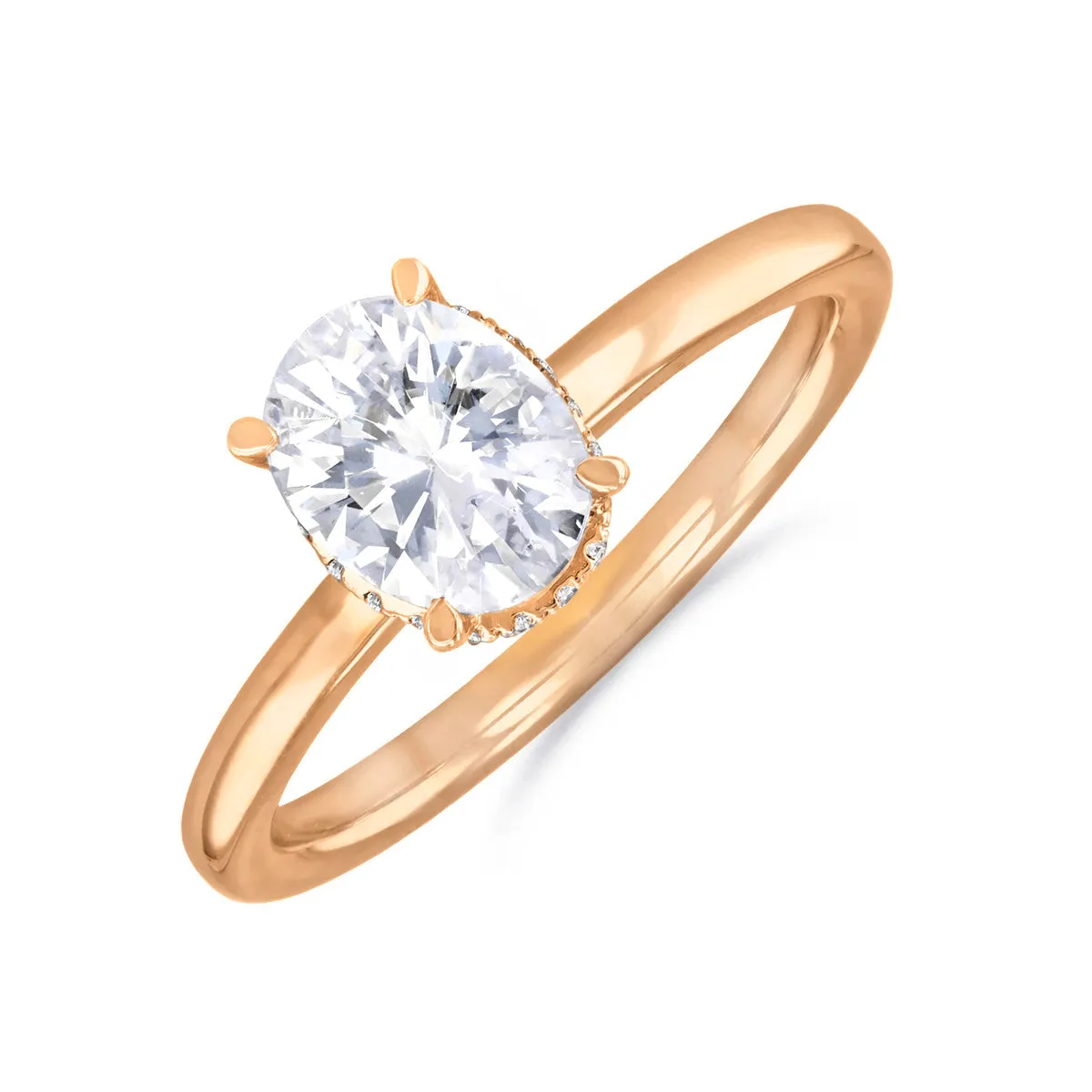 0-35ct Fleur Oval Cut Diamond Solitaire Engagement Ring | 18ct-Rose-Gold