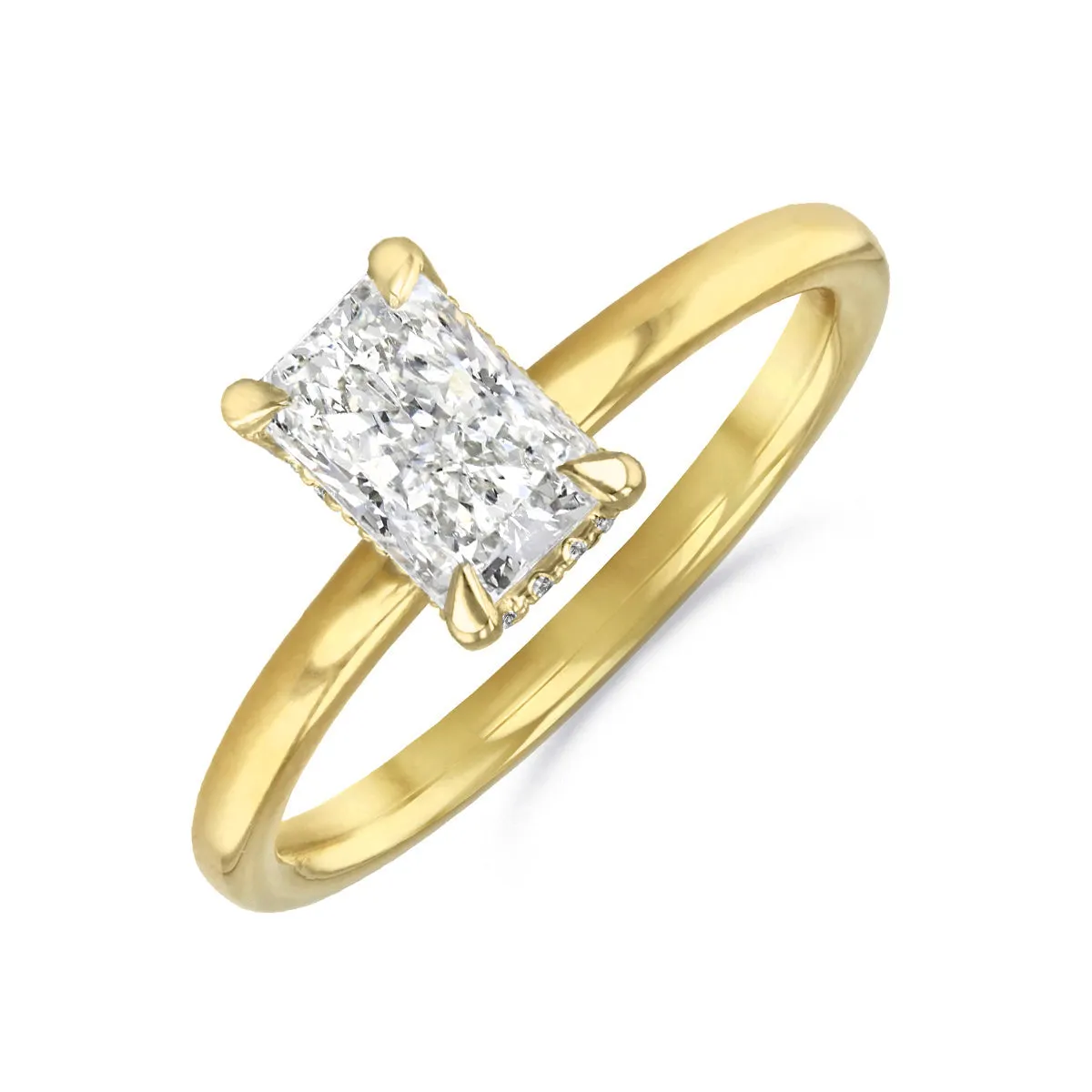 0.25ct Fleur Radiant Cut Diamond Solitaire Engagement Ring | 18ct Yellow Gold