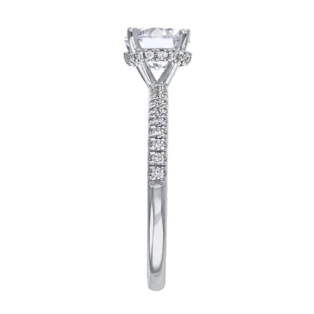 0.25ct Fleur Shoulder Set Round Brilliant Cut Diamond Solitaire Engagement Ring | 18ct White Gold