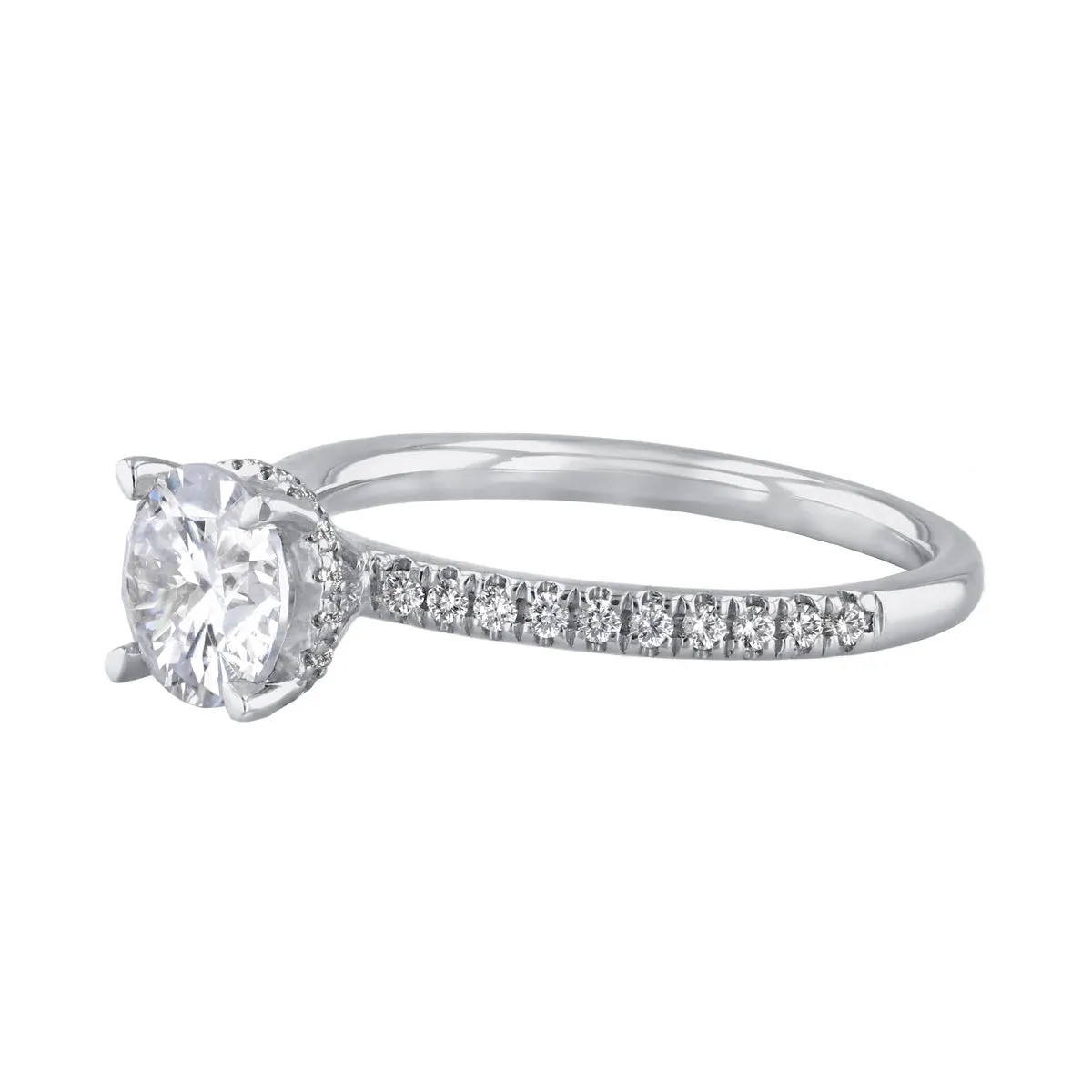 0.25ct Fleur Shoulder Set Round Brilliant Cut Diamond Solitaire Engagement Ring | 18ct White Gold