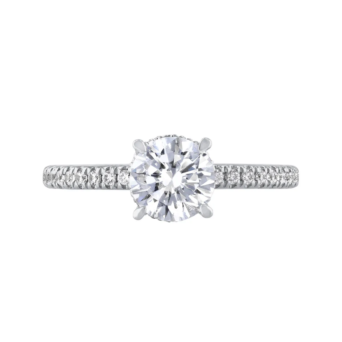 0.25ct Fleur Shoulder Set Round Brilliant Cut Diamond Solitaire Engagement Ring | 18ct White Gold