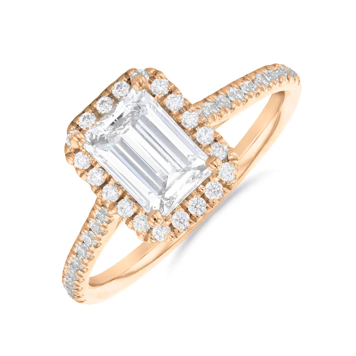 0.25ct Willow Emerald Cut Diamond Solitaire Engagement Ring | 18ct Rose Gold