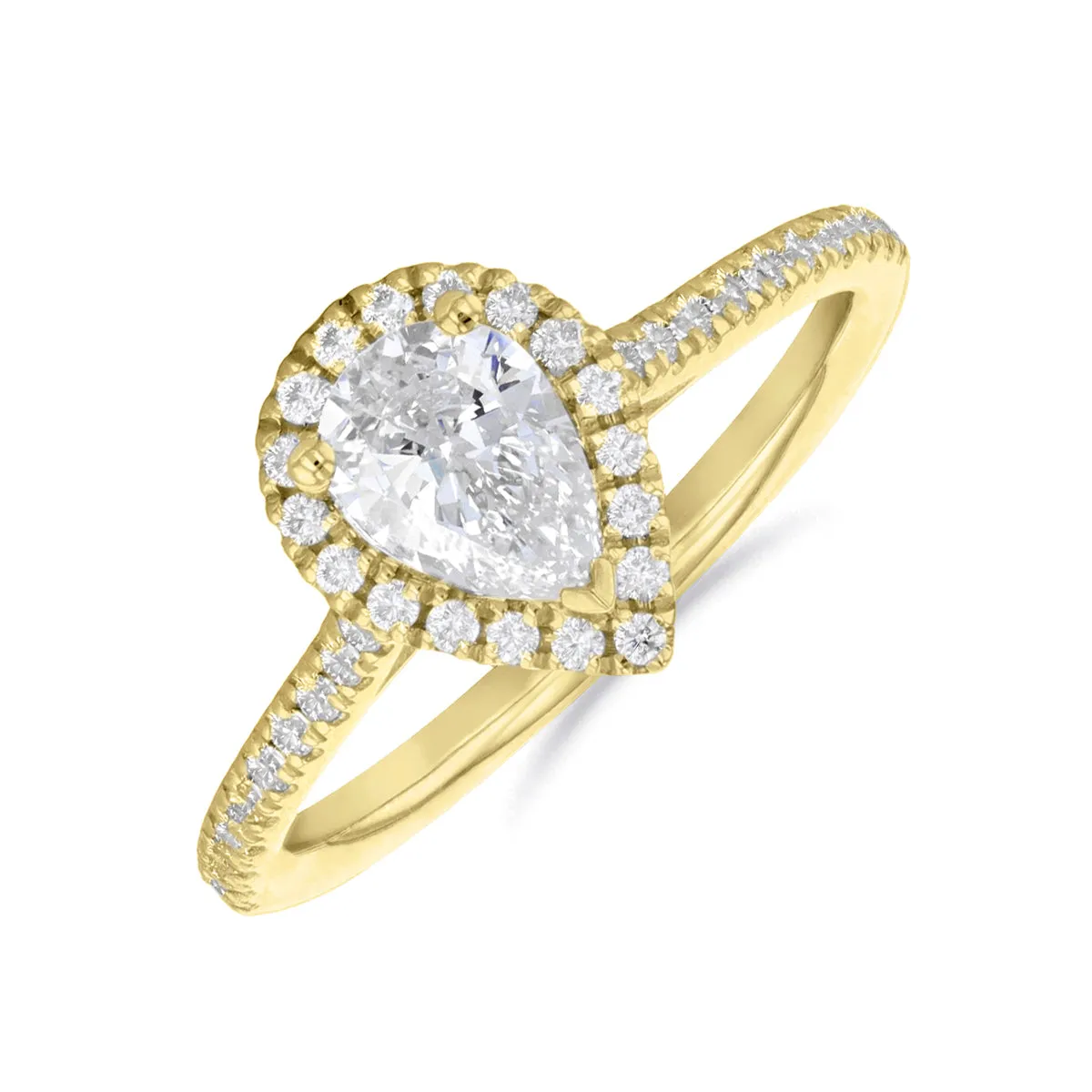 0.25ct Willow Pear Cut Diamond Solitaire Engagement Ring | 18ct Yellow Gold