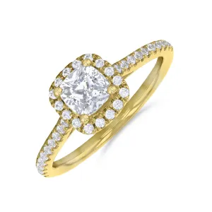 0.35ct Willow Cushion Cut Diamond Solitaire Engagement Ring | 18ct Yellow Gold