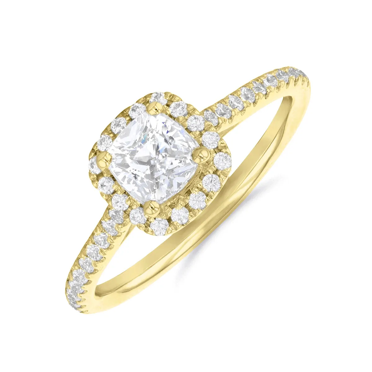 0.35ct Willow Cushion Cut Diamond Solitaire Engagement Ring | 18ct Yellow Gold