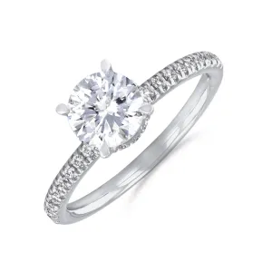 0.75ct Fleur Shoulder Set Round Brilliant Cut Diamond Solitaire Engagement Ring | Platinum