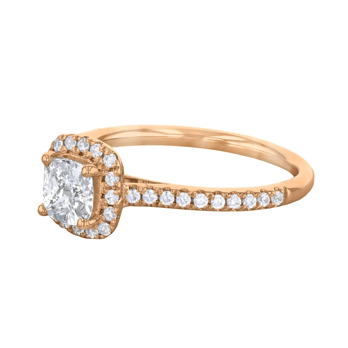 0.75ct Willow Cushion Cut Diamond Solitaire Engagement Ring | 18ct Rose Gold