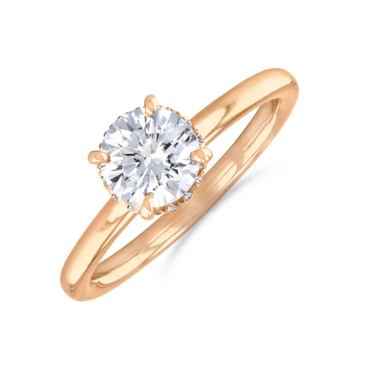 1-00ct Fleur Round Brilliant Cut Diamond Solitaire Engagement Ring | 18ct-Rose-Gold