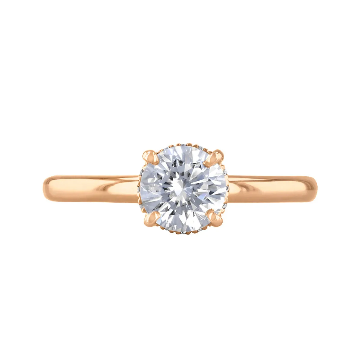 1-00ct Fleur Round Brilliant Cut Diamond Solitaire Engagement Ring | 18ct-Rose-Gold