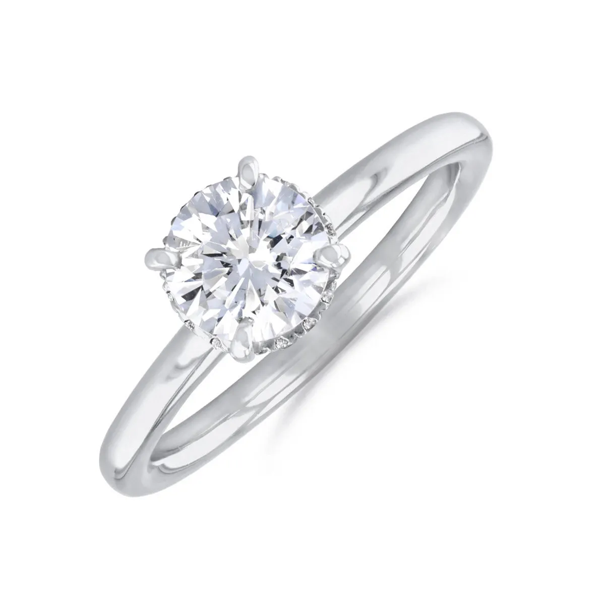 1-00ct Fleur Round Brilliant Cut Diamond Solitaire Engagement Ring | Platinum