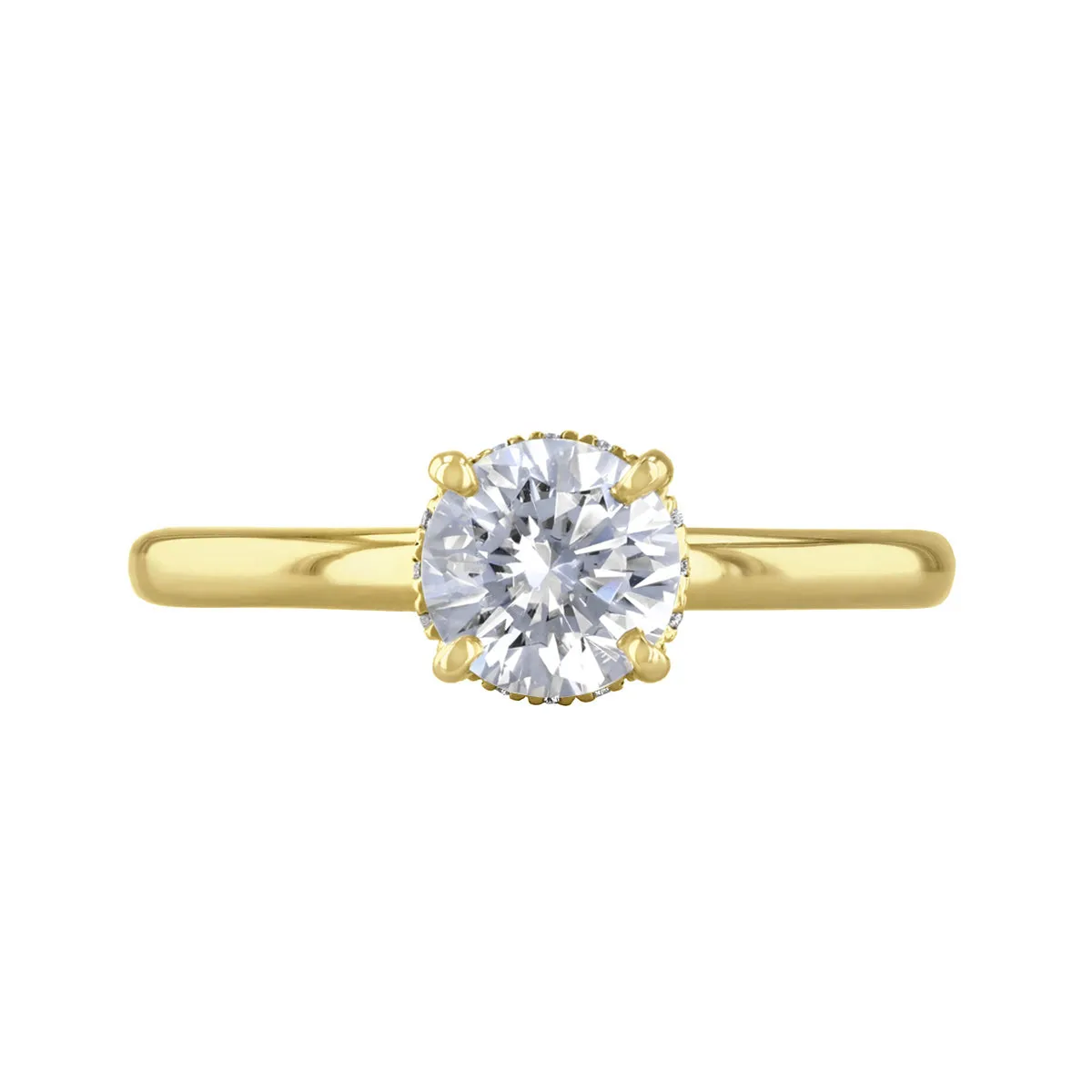 1-50ct Fleur Round Brilliant Cut Diamond Solitaire Engagement Ring | 18ct-Yellow-Gold