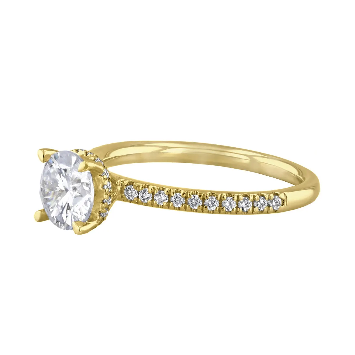 1.20ct Fleur Shoulder Set Round Brilliant Cut Diamond Solitaire Engagement Ring | 18ct Yellow Gold