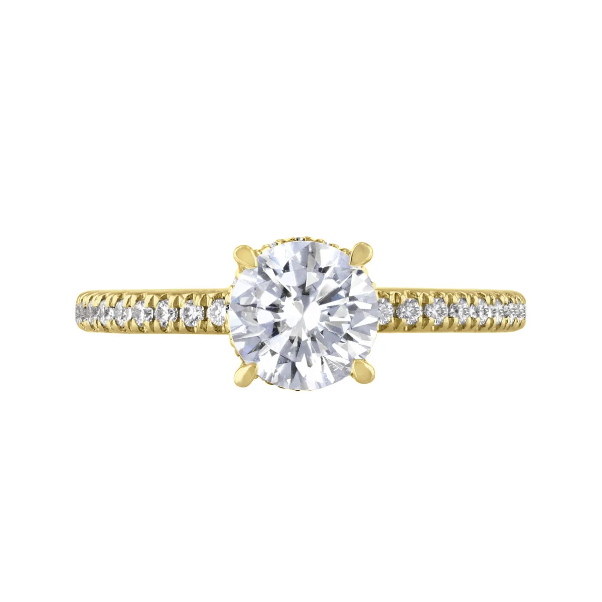 1.20ct Fleur Shoulder Set Round Brilliant Cut Diamond Solitaire Engagement Ring | 18ct Yellow Gold