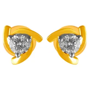 14KT (585) Graceful Yellow Gold & Diamond Stud Earrings