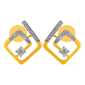 14KT (585) Yellow Gold & Graceful Diamond Stud Earrings