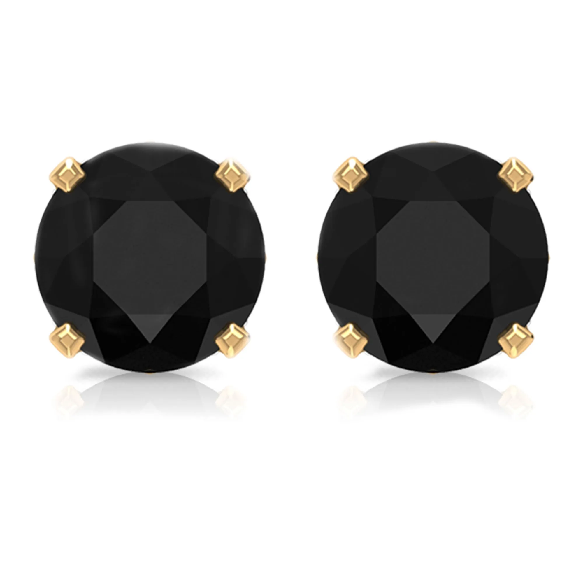 1.75 CT Black Onyx Solitaire Stud Earrings with Diamond Accent