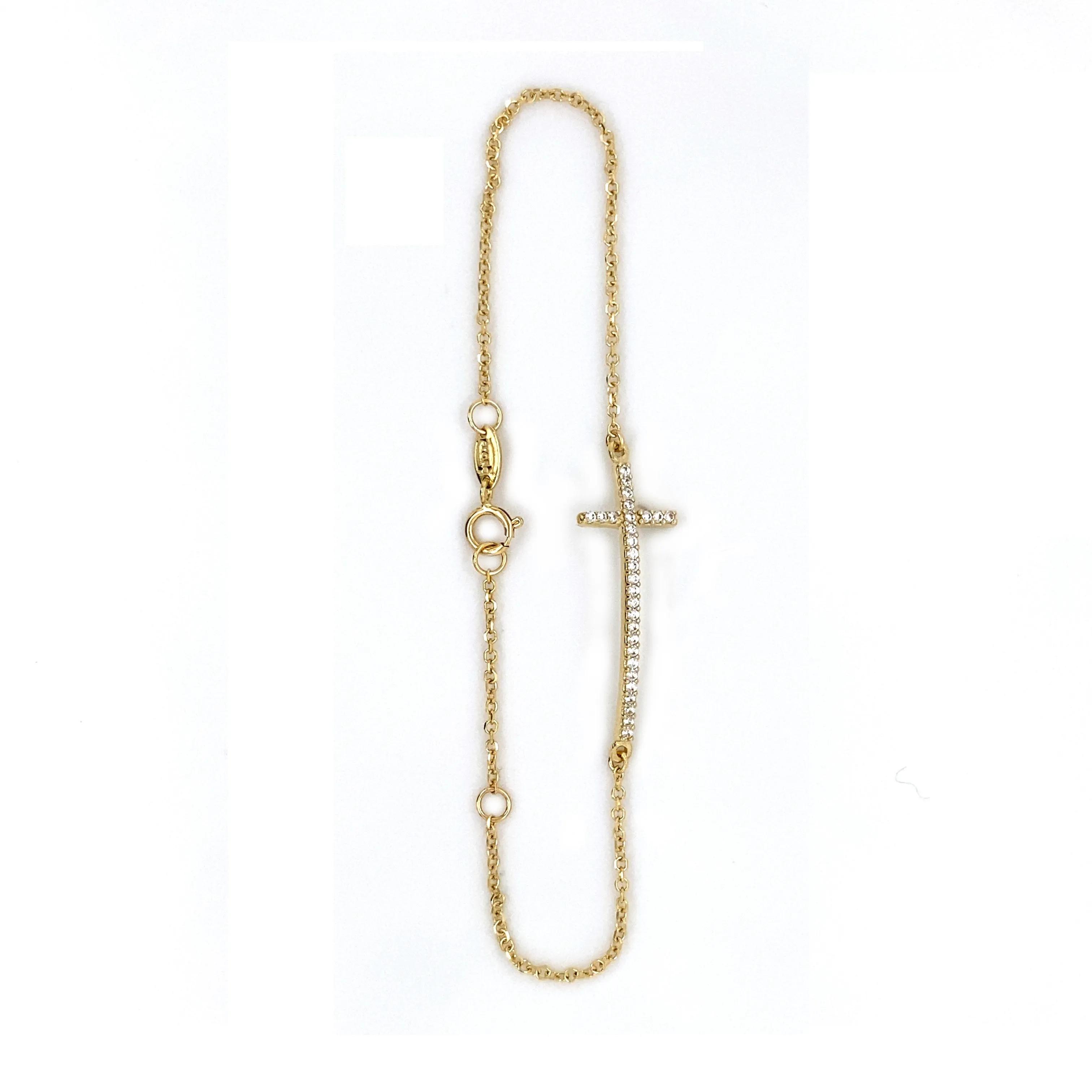 9ct Gold Cubic Zirconia Cross Bracelet