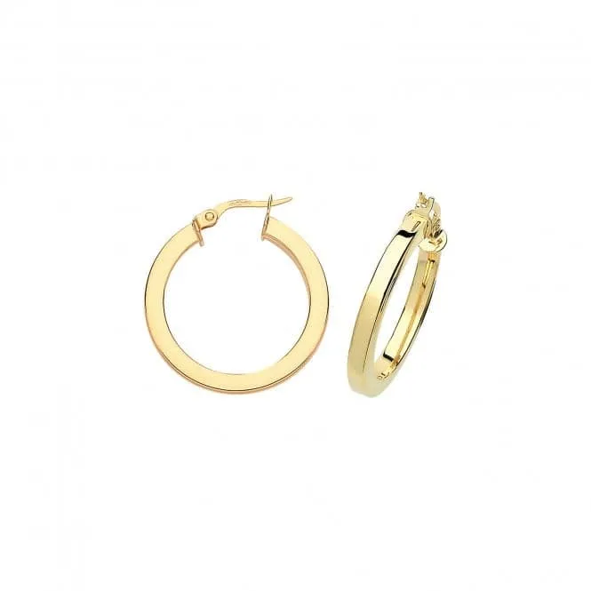 9ct Yellow Gold Square Tube Hoop Earrings 40mm ER775