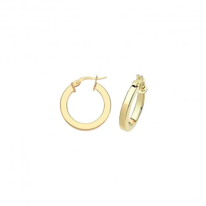 9ct Yellow Gold Square Tube Hoop Earrings 40mm ER775