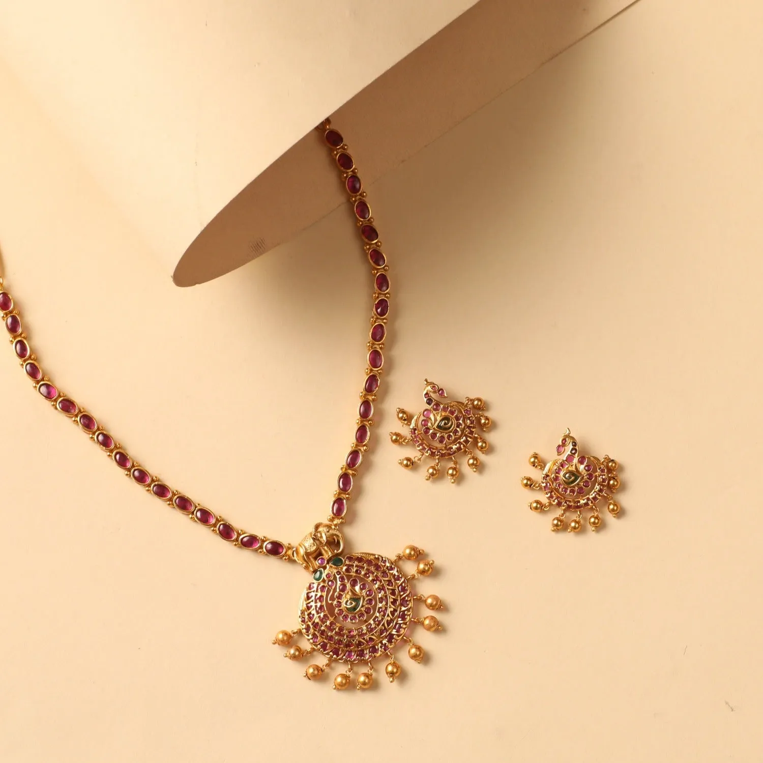 Aditri Floral Elephant Antique Necklace Set