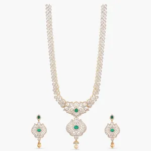 Advaya Grand CZ Silver Long Necklace Set