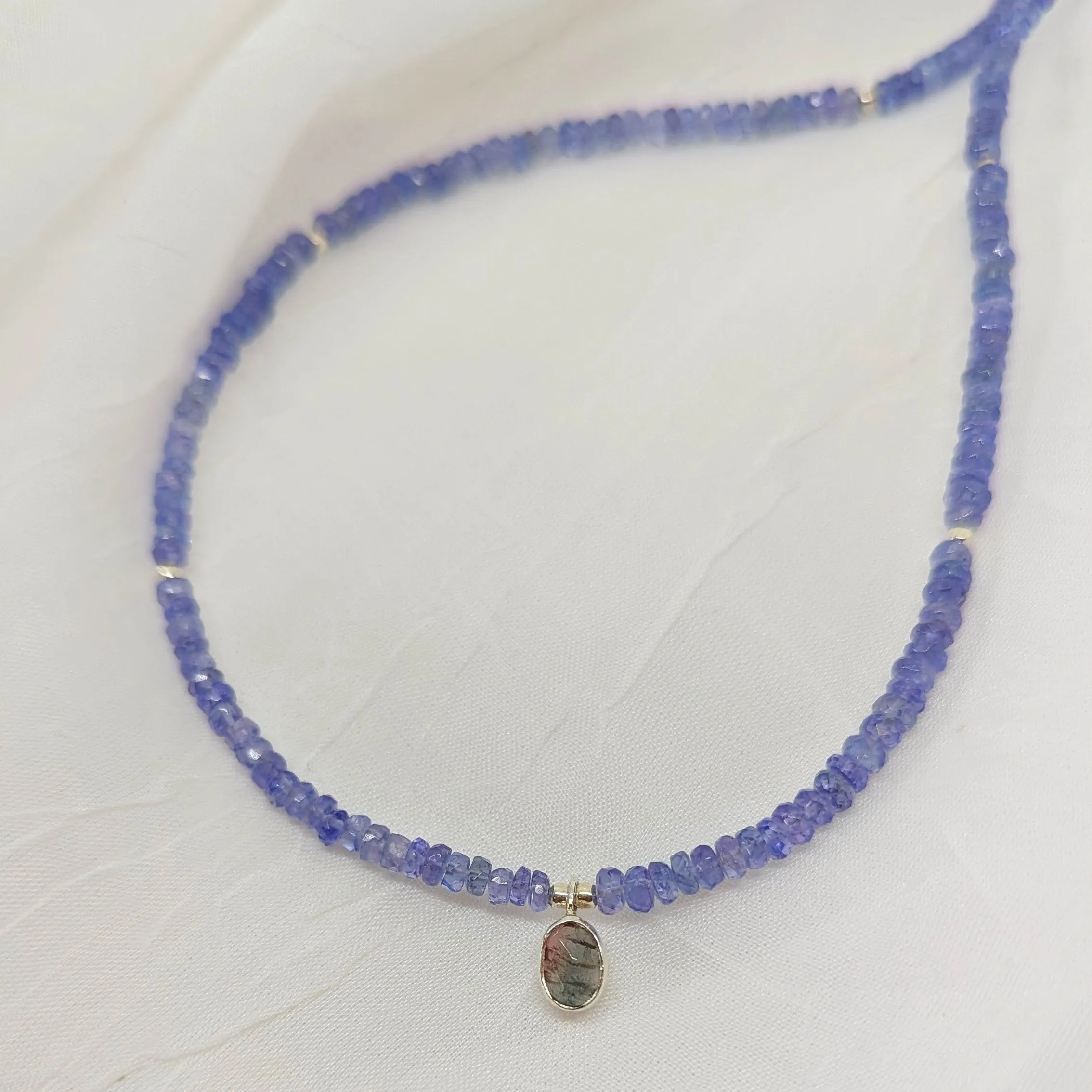 Alexandrite Beaded Necklace with a Tourmaline Pendant