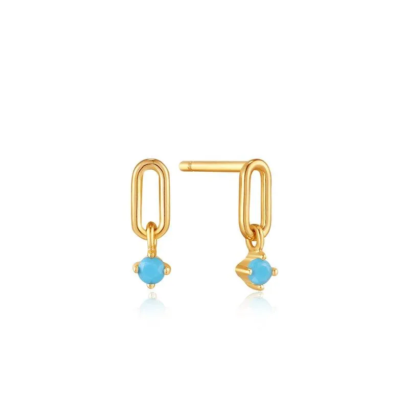 Ania Haie Turquoise Gold Link Stud Earrings