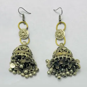 Antique Silver Dangle Jhumka Earrings