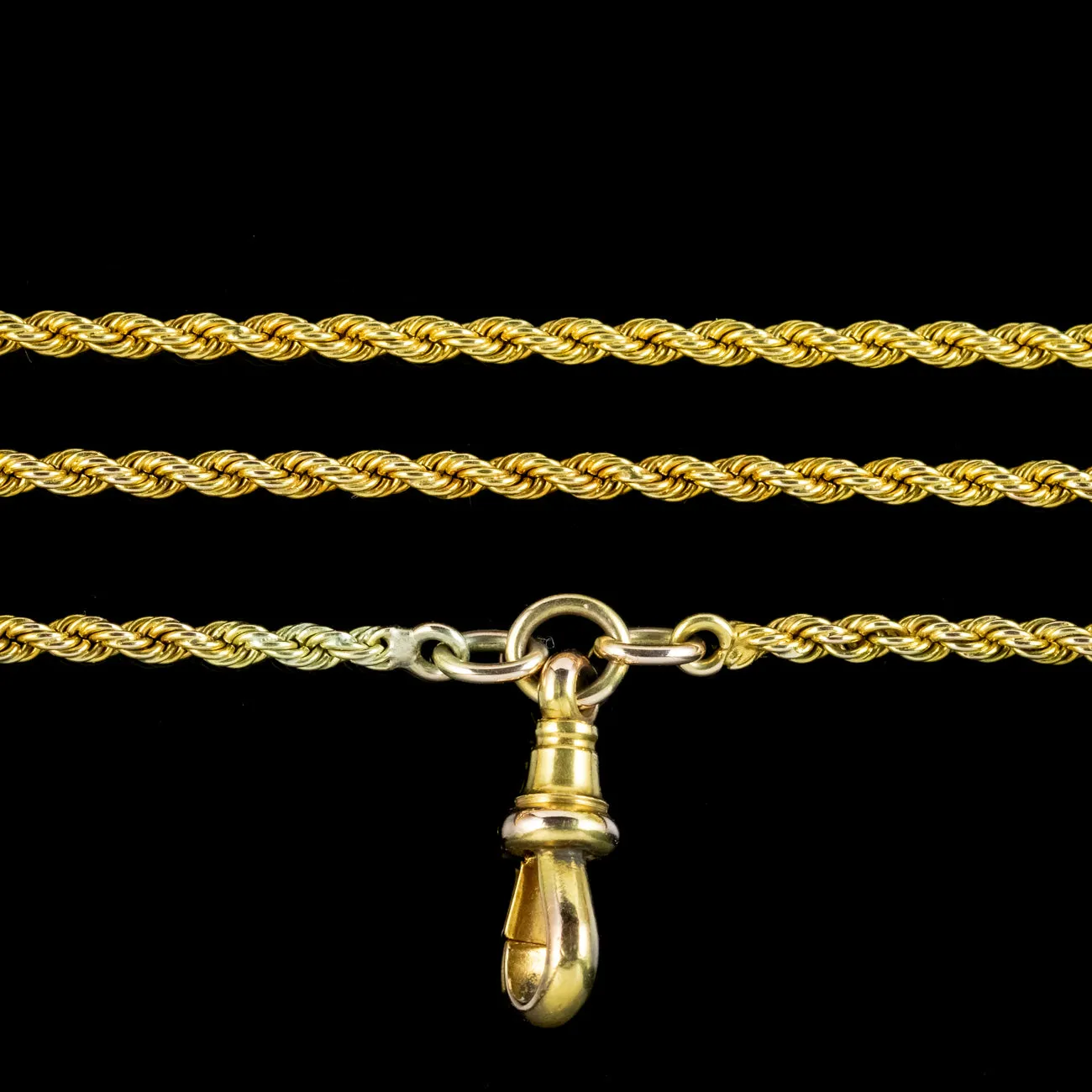 Antique Victorian 18ct Gold Rope Guard Chain Necklace