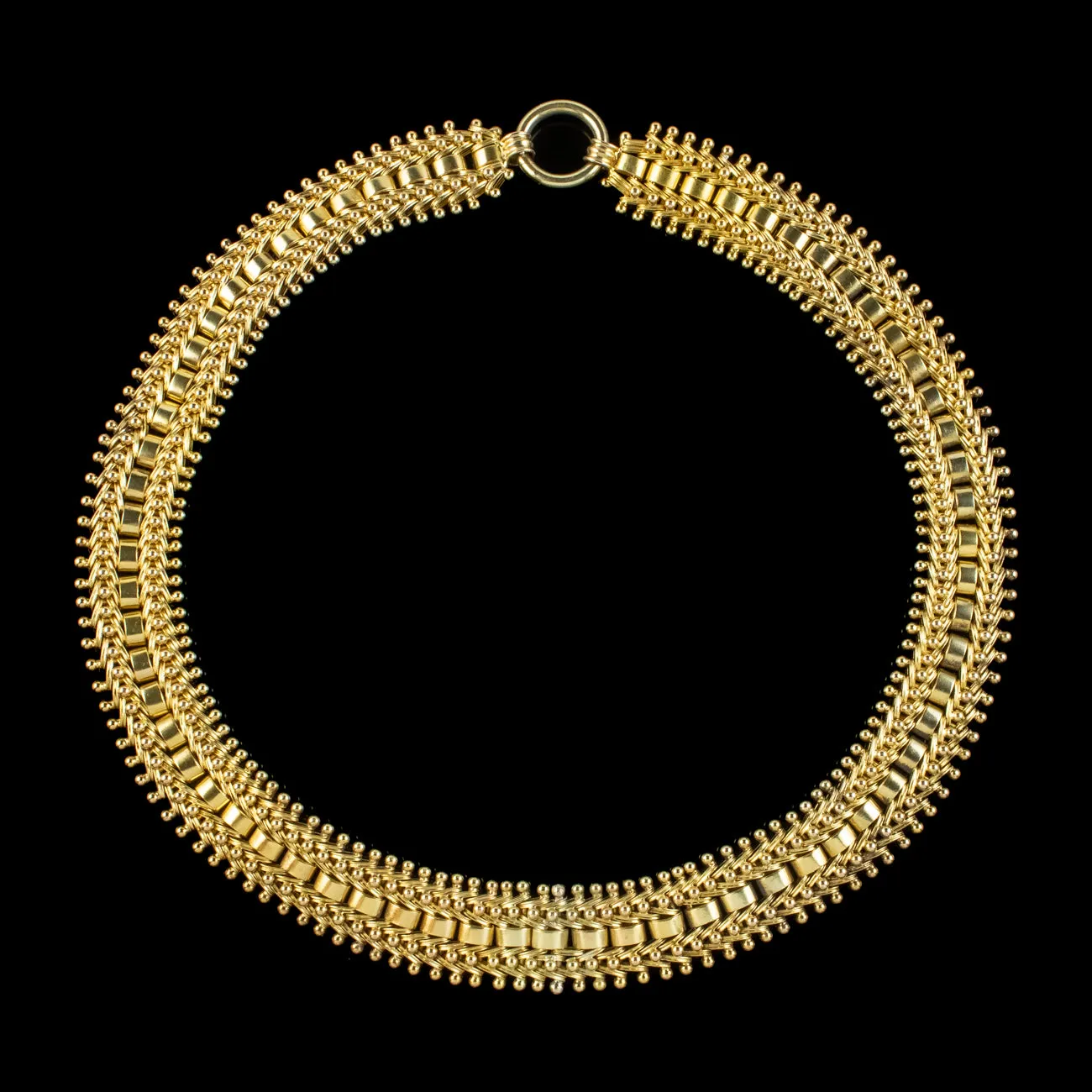 Antique Victorian Etruscan Revival Collar Necklace 15ct Gold