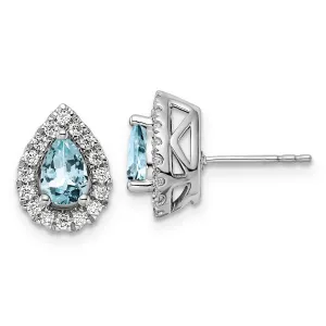 Aquamarine Diamond Halo Earrings