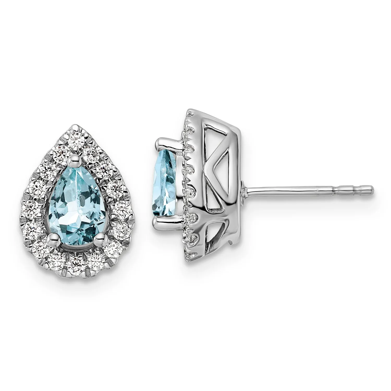 Aquamarine Diamond Halo Earrings