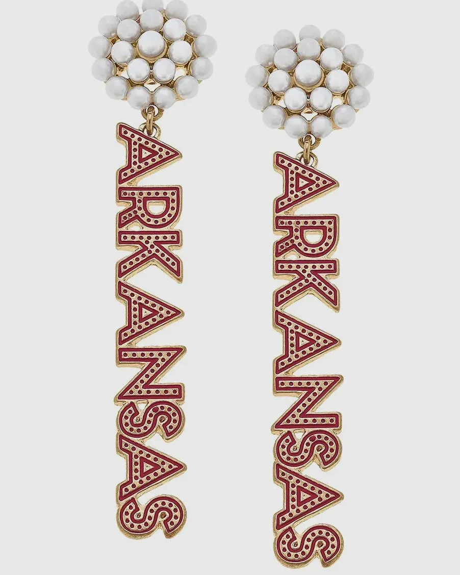 Arkansas Pearl Cluster Dotted Enamel Drop Earrings