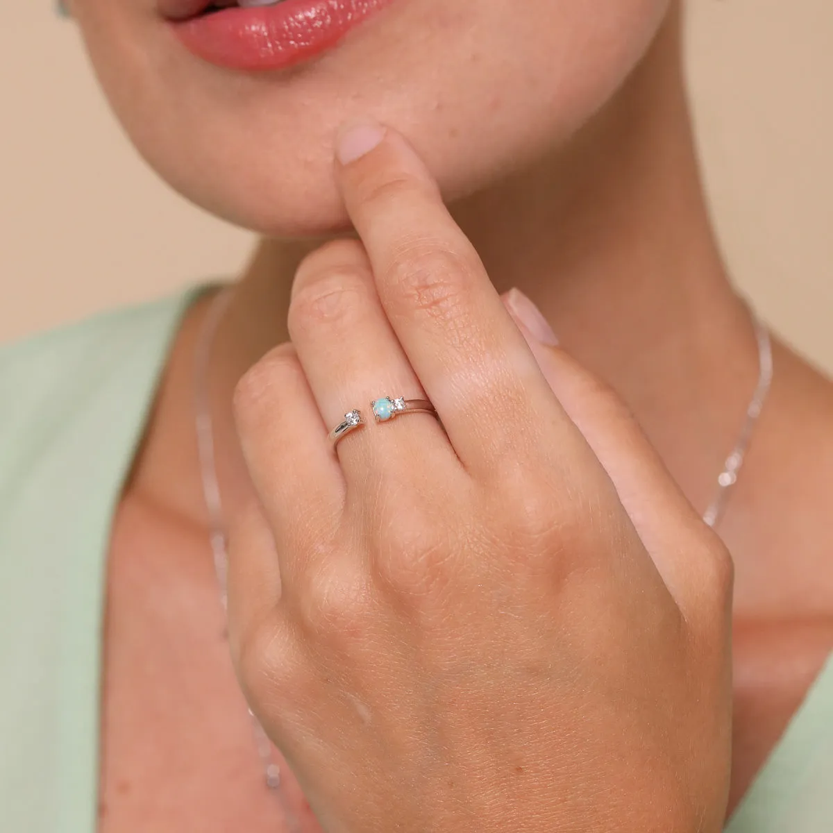 Aura Opal Ring in Silver