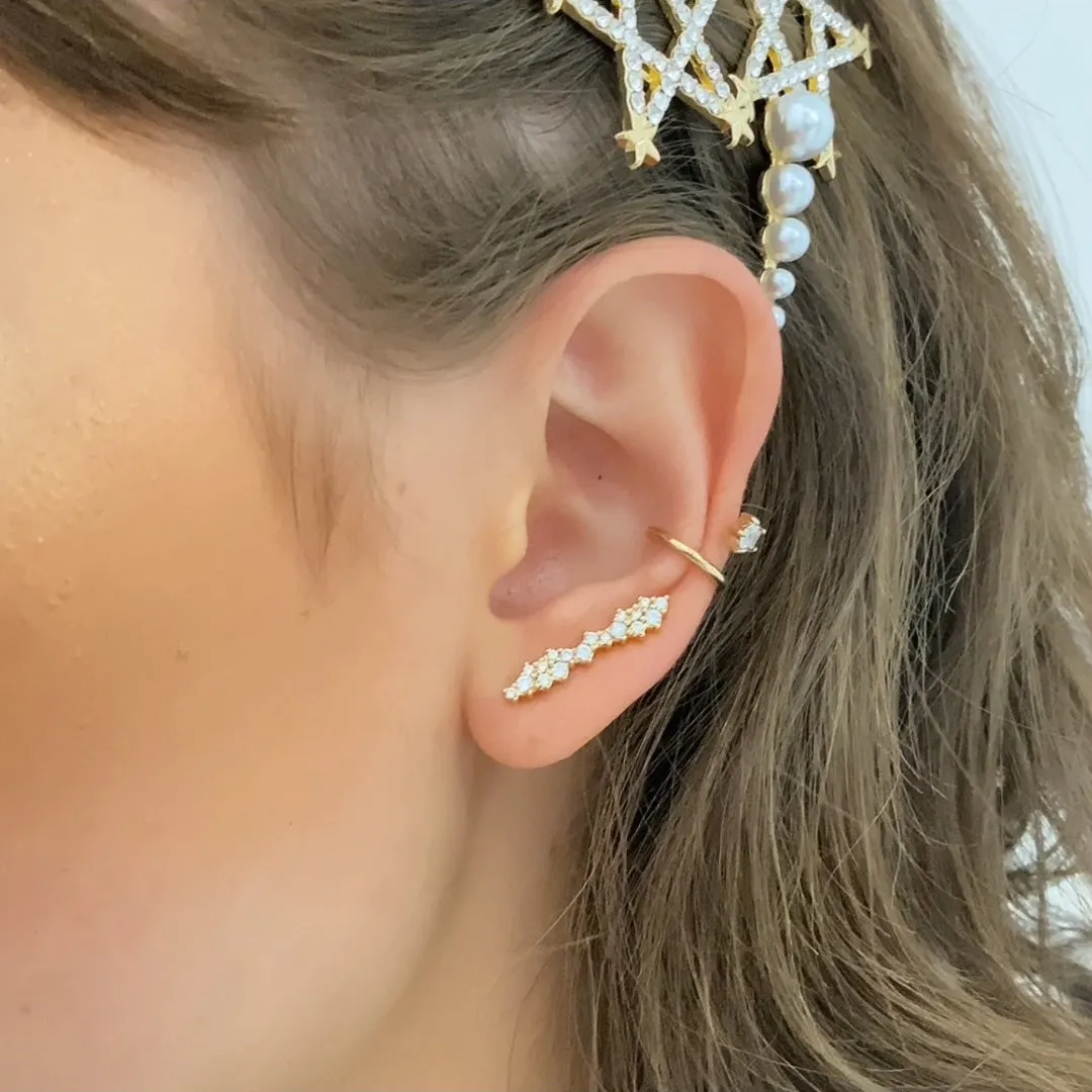 Aurora Pave Gold Crawler Earring