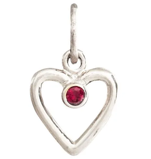 Birthstone Heart Charm With Ruby