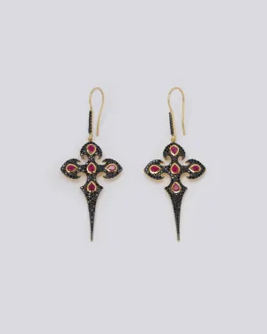 Black Ruby Dagger Earrings