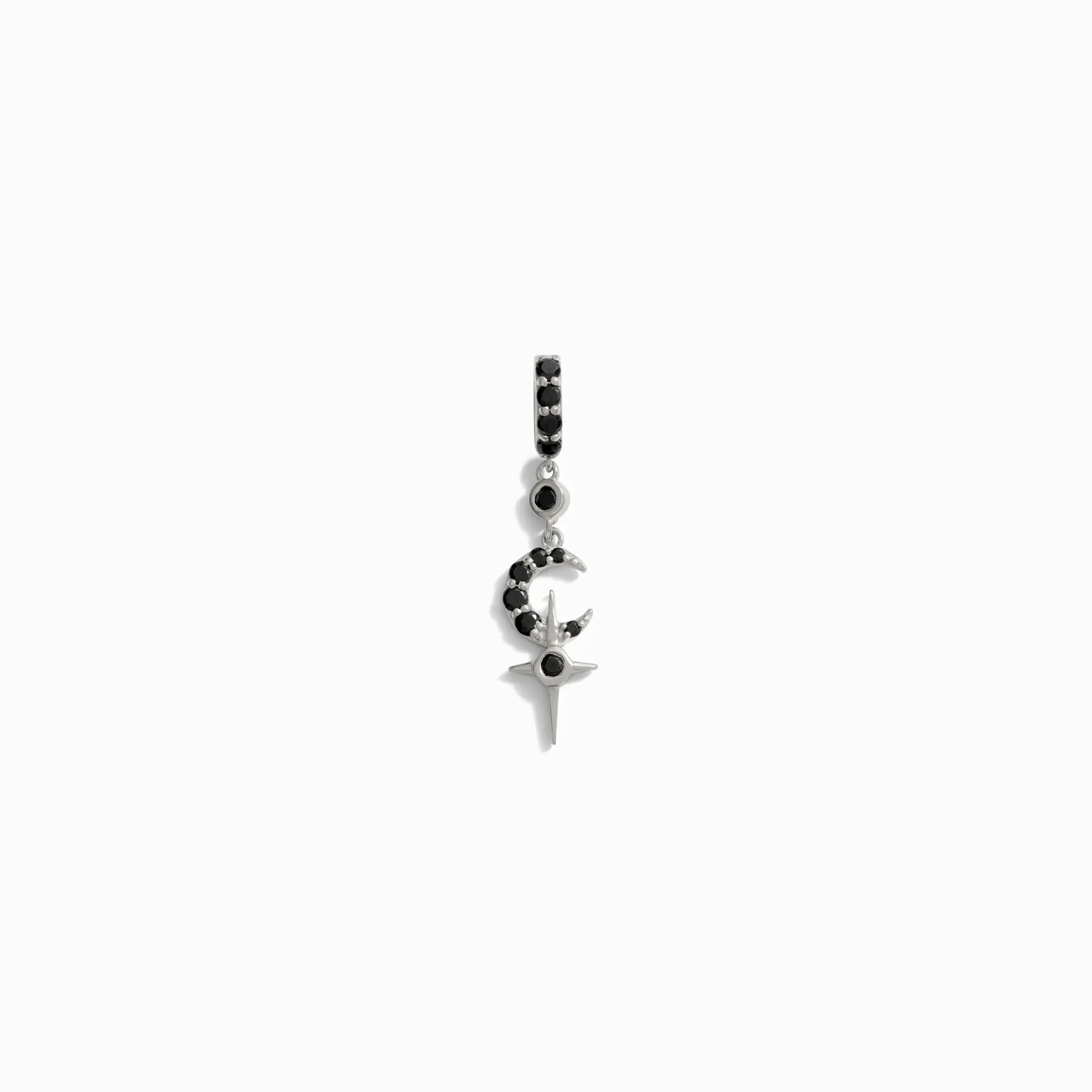 Black Spinel Crescent Cross Amulet