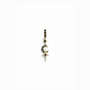 Black Spinel Crescent Cross Amulet