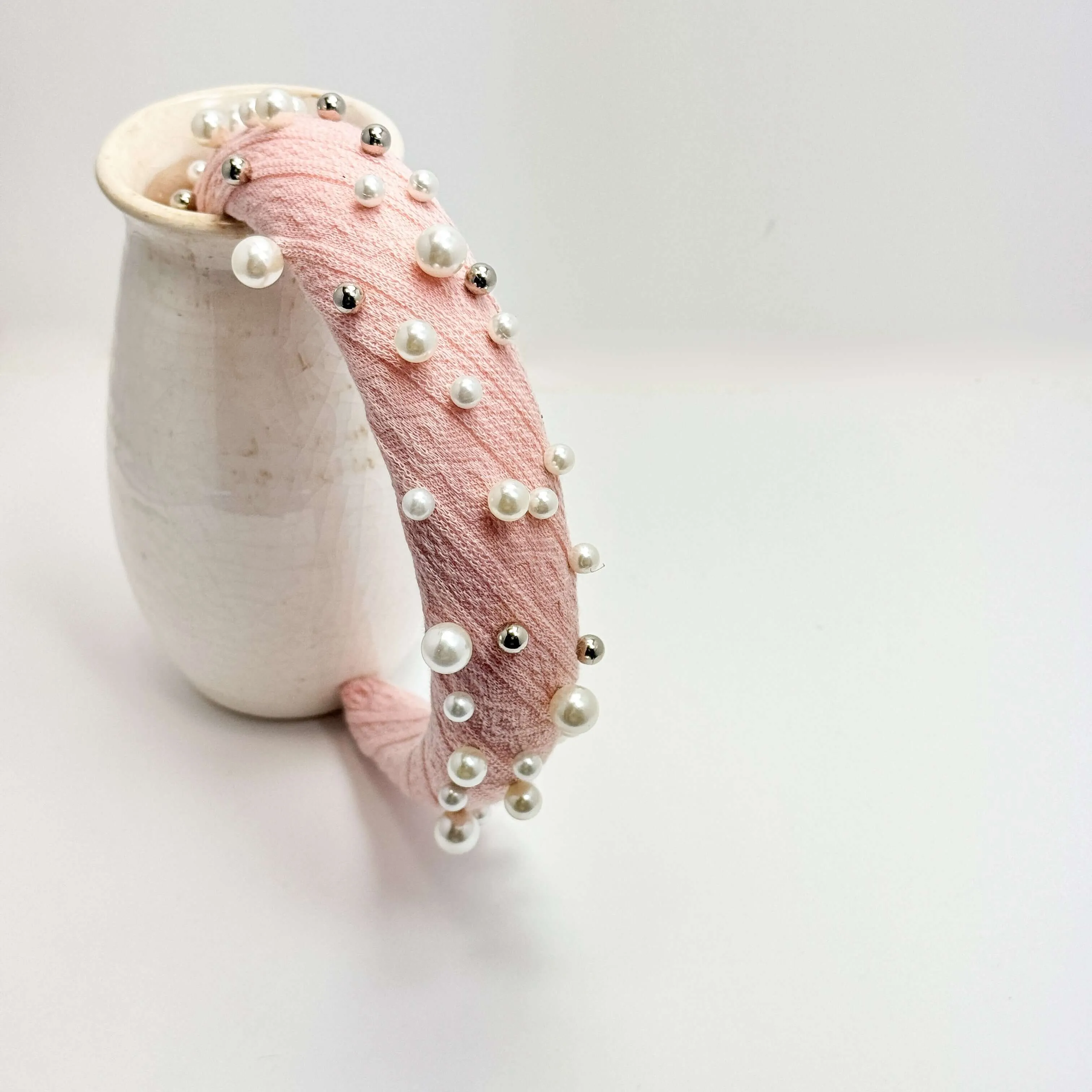 Blush Pink Headband w/ Pearl Accents