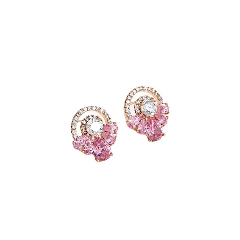 Colorful micro-studded zirconium earrings for women fashion ladies sparkling daisy earrings jewelry