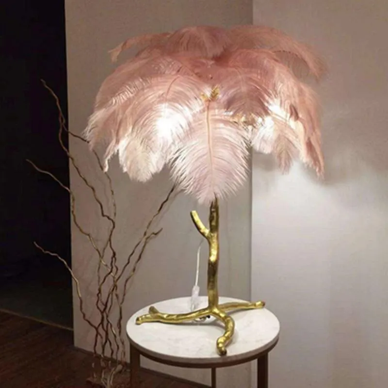 Contempory Luxury Hollywood Regency Ostrich Table Lamp