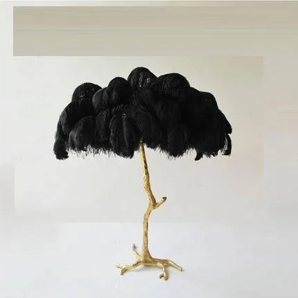 Contempory Luxury Hollywood Regency Ostrich Table Lamp