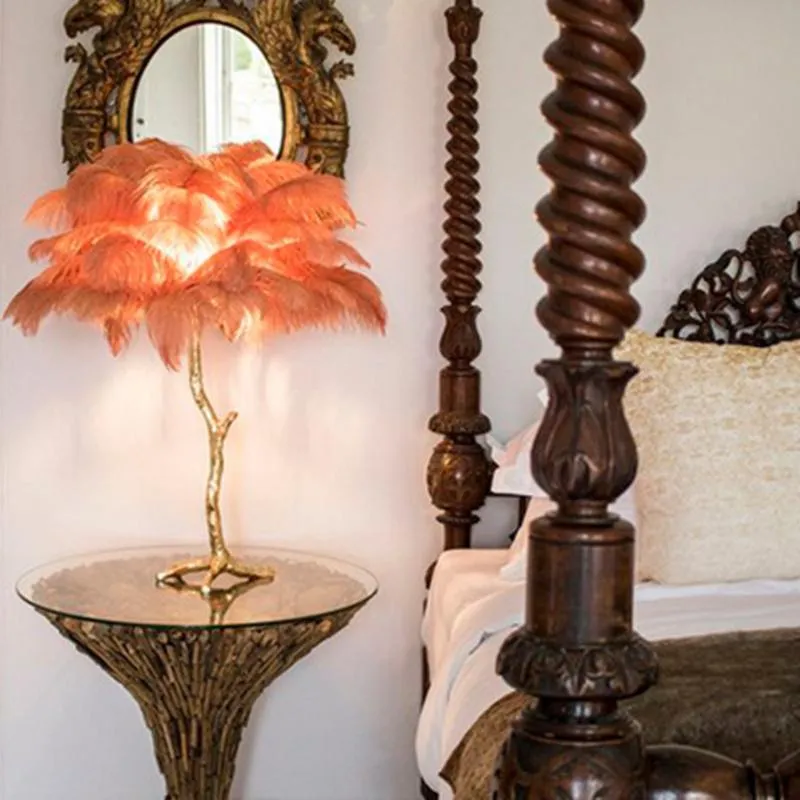 Contempory Luxury Hollywood Regency Ostrich Table Lamp