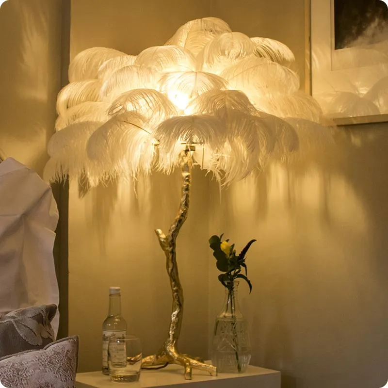 Contempory Luxury Hollywood Regency Ostrich Table Lamp