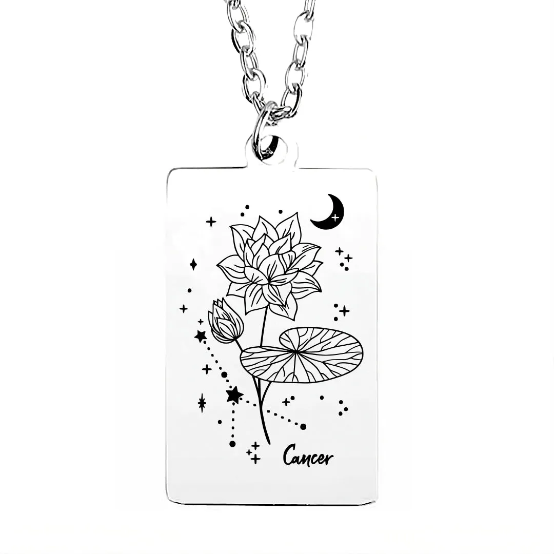 Cosmic Birth Flower Card Pendant Necklace