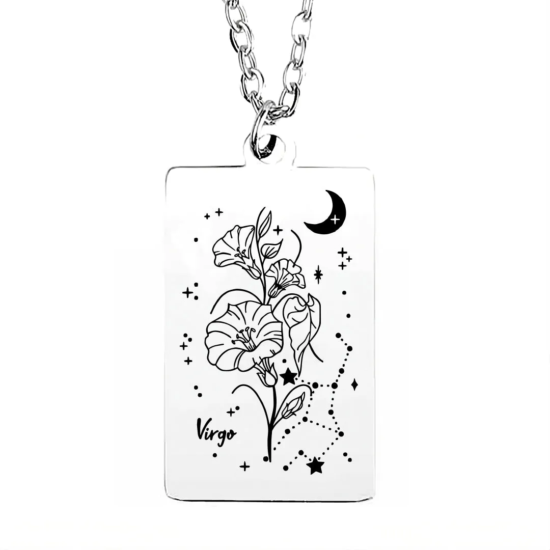 Cosmic Birth Flower Card Pendant Necklace