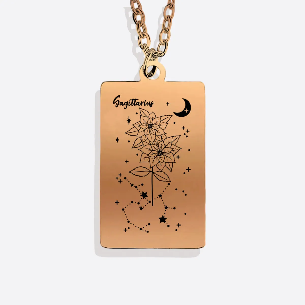 Cosmic Birth Flower Card Pendant Necklace