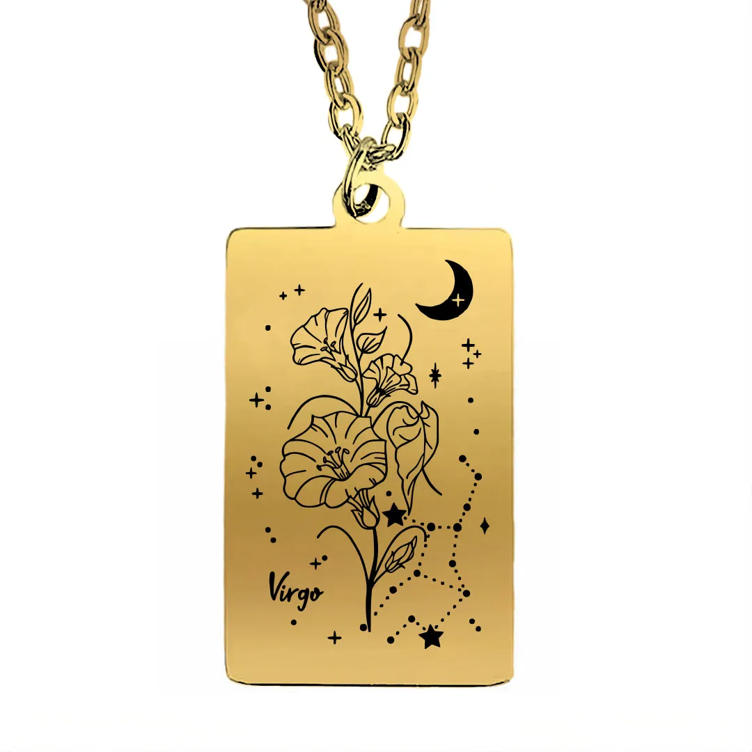 Cosmic Birth Flower Card Pendant Necklace