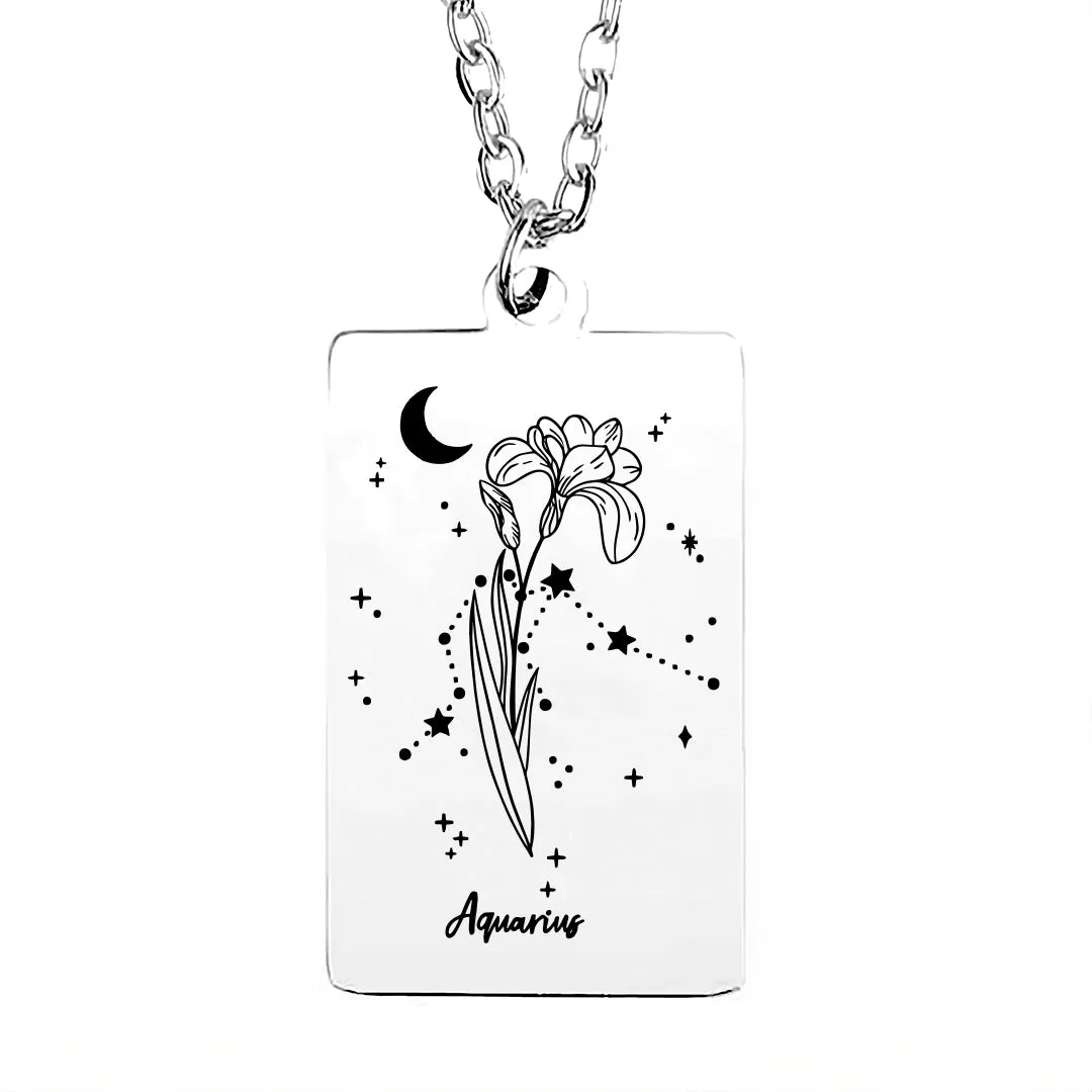 Cosmic Birth Flower Card Pendant Necklace